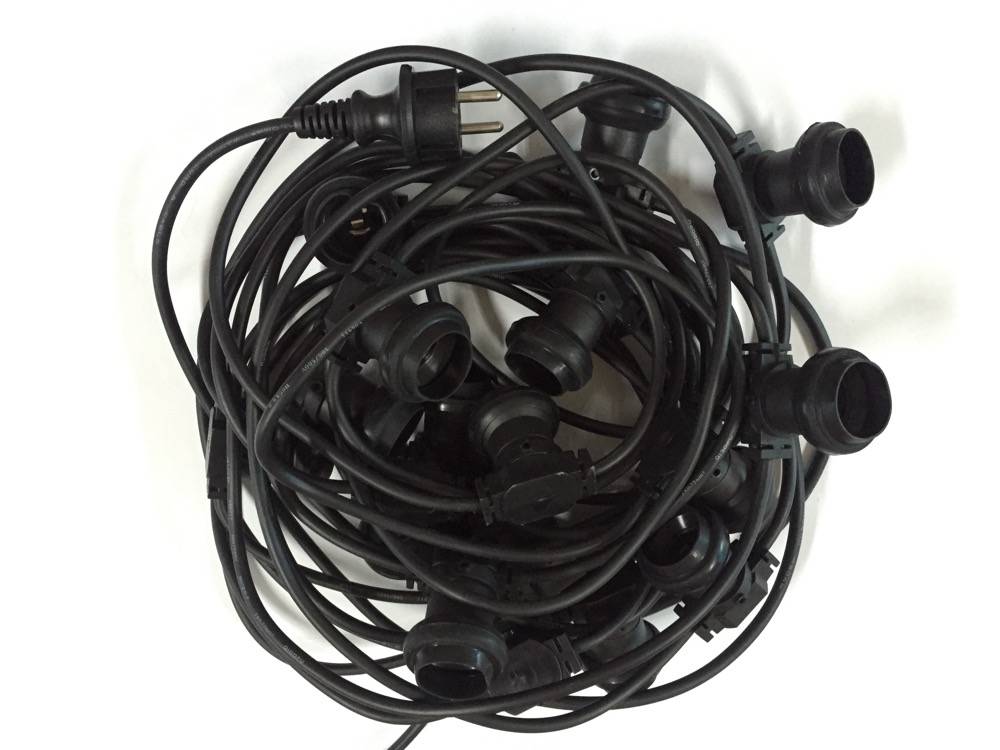 Fox Light - Guirlande 20 m - 20 douilles E27 cable rond noir IP44 Fox Light - Imagen 1