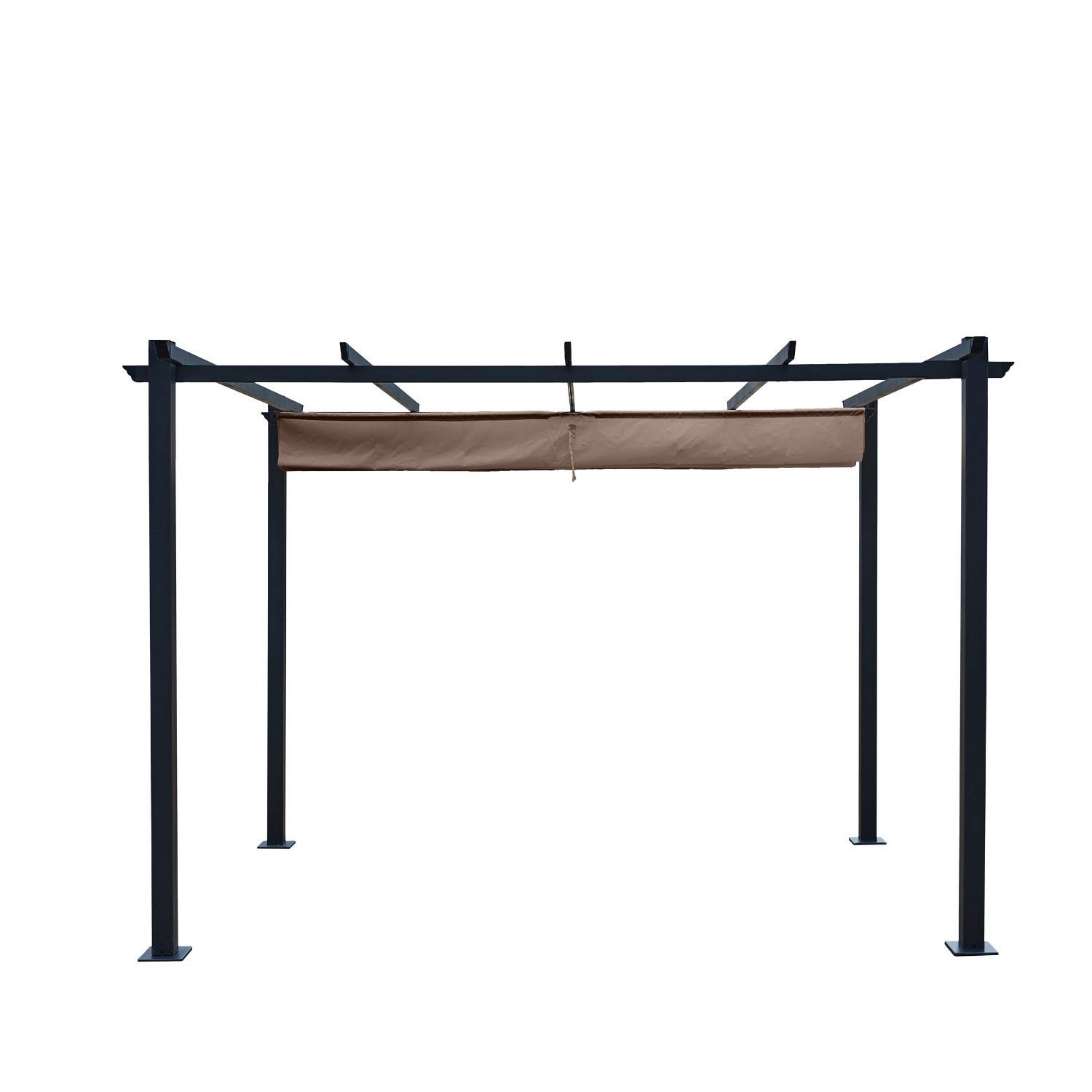 Autre - Tonnelle/Pergola aluminium 3x3m toile coulissante rétractable - Gris / Taupe - OHIO - Image 3