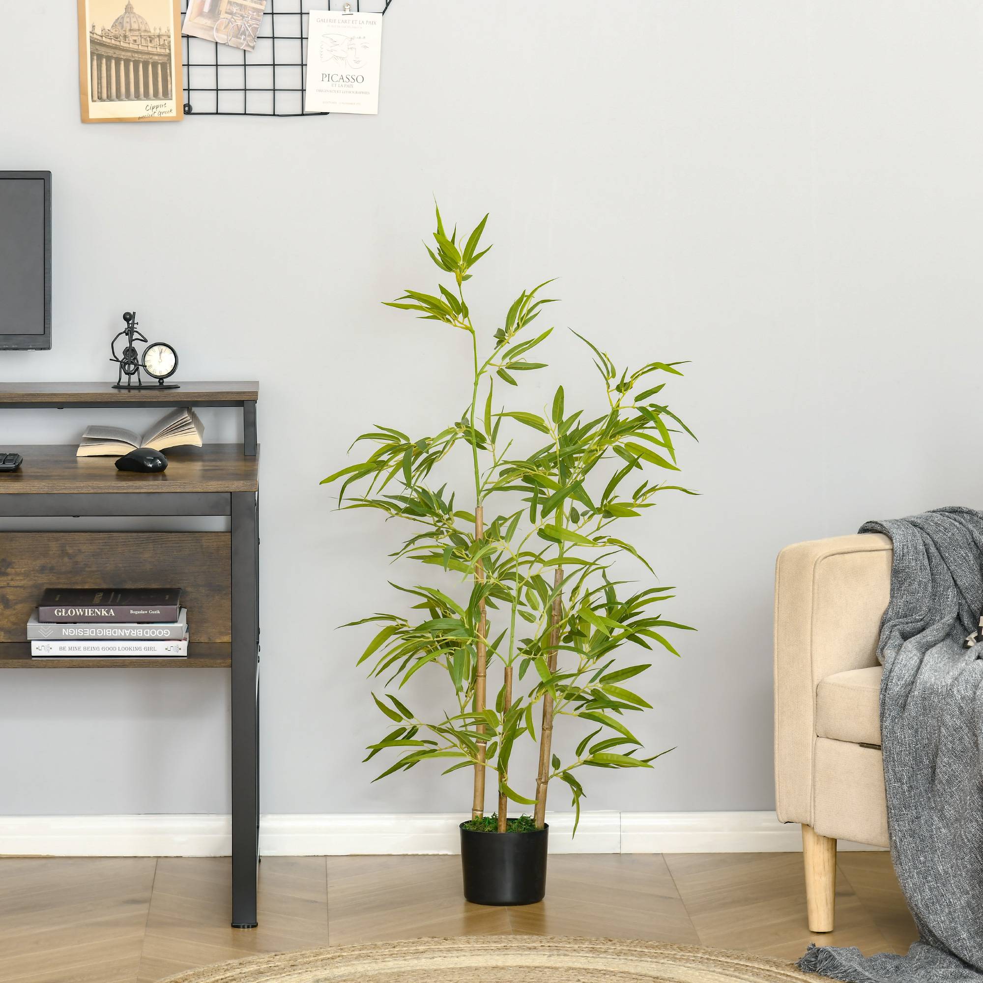 Sans Marque - Plante artificielle intérieure 120 cm pot 336 feuilles faux bambou réaliste intérieur extérieur - Image 3