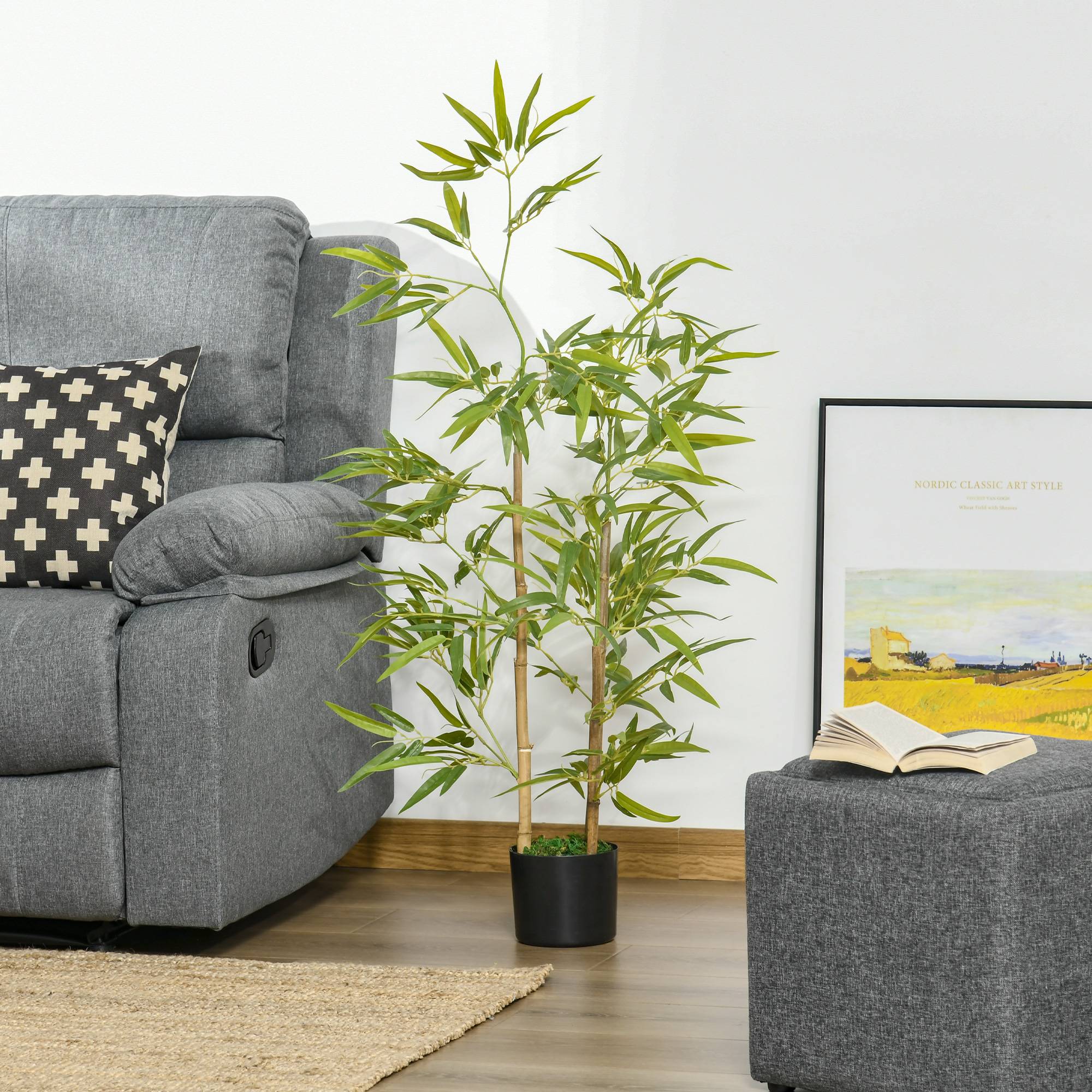 Sans Marque - Plante artificielle intérieure 120 cm pot 336 feuilles faux bambou réaliste intérieur extérieur - Image 4