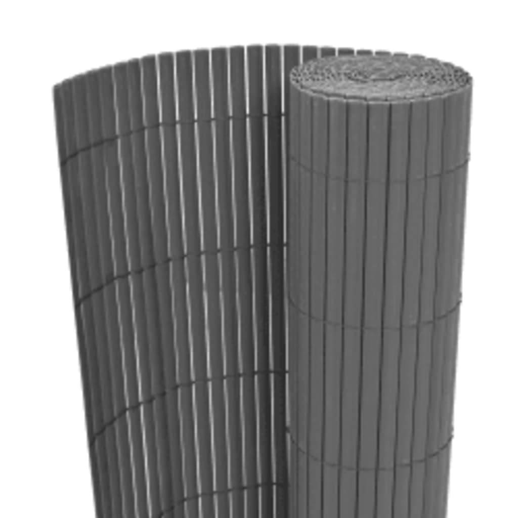 Clôture de jardin double face PVC gris 90 x 400 cm - PANGIVO - Image 2
