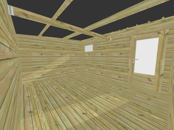 Abri Français - ABRI DE JARDIN bois Pin traité autoclave 27mm - 6,34x3,44m / 22m2 - Bac acier - Plancher bois - Image 5