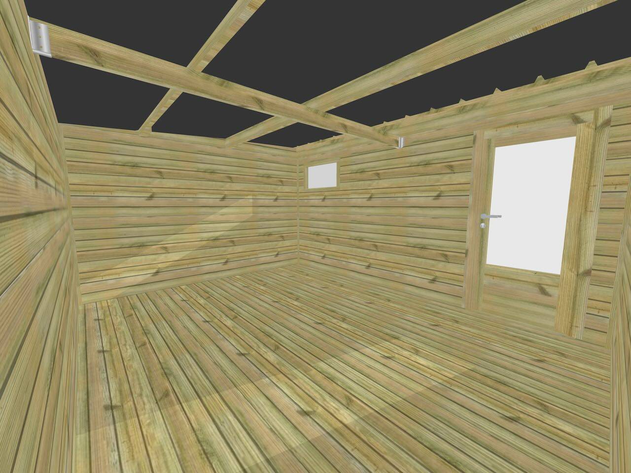 Abri Français - ABRI DE JARDIN bois Pin traité autoclave 27mm - 6,34x3,44m / 22m2 - Bac acier - Plancher bois - Image 5