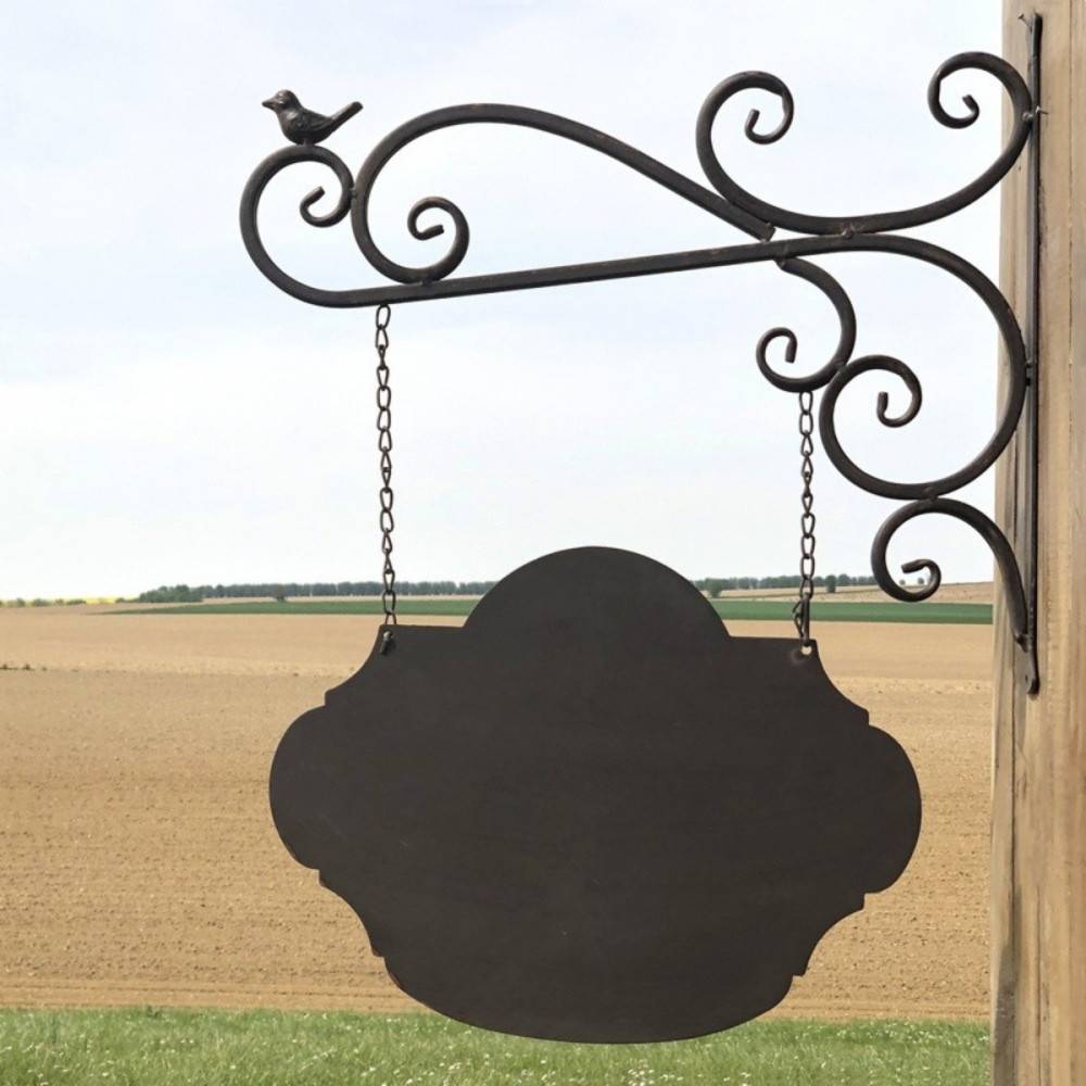 Enseigne plaque de porte écritoire mural jardin métal marron 65x47cm Chemin de campagne - Imagen 2