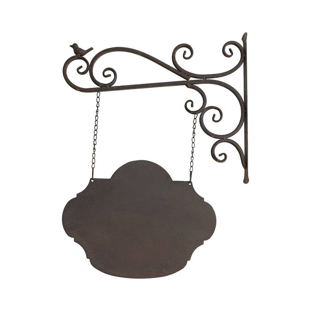 Enseigne plaque de porte écritoire mural jardin métal marron 65x47cm Chemin de campagne - Imagen 1