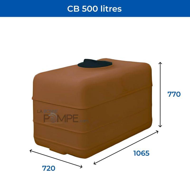Cuve récupération eau de pluie 500L - Réservoir aérien cubique Terracotta - Polyéthylène - ELBI CB - Image 2