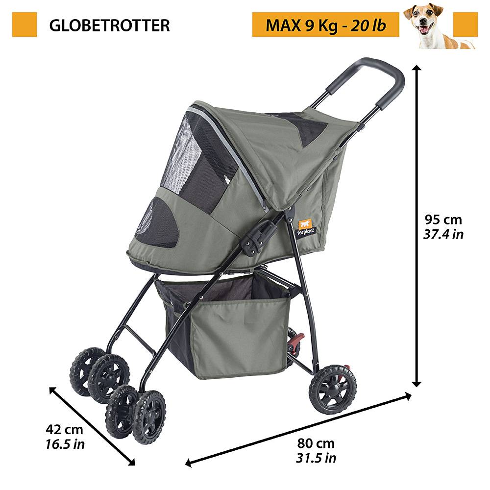 Ferplast - Ferplast Pousette pour petits chiens GLOBETROTTER, pousette pliable pour chiens de petite taille, chariot pour animaux maximum 9 kg, dessus pouvant - Imagen 2