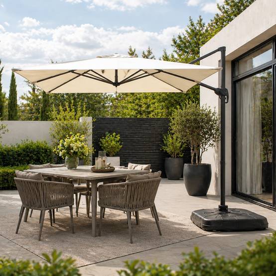 Parasol rectangulaire 2x3m déporté rotatif écru PIANA - Image 2
