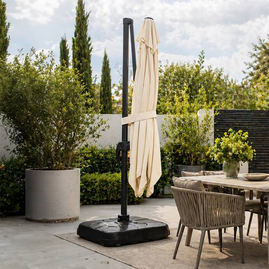 Parasol rectangulaire 2x3m déporté rotatif écru PIANA - Image 6