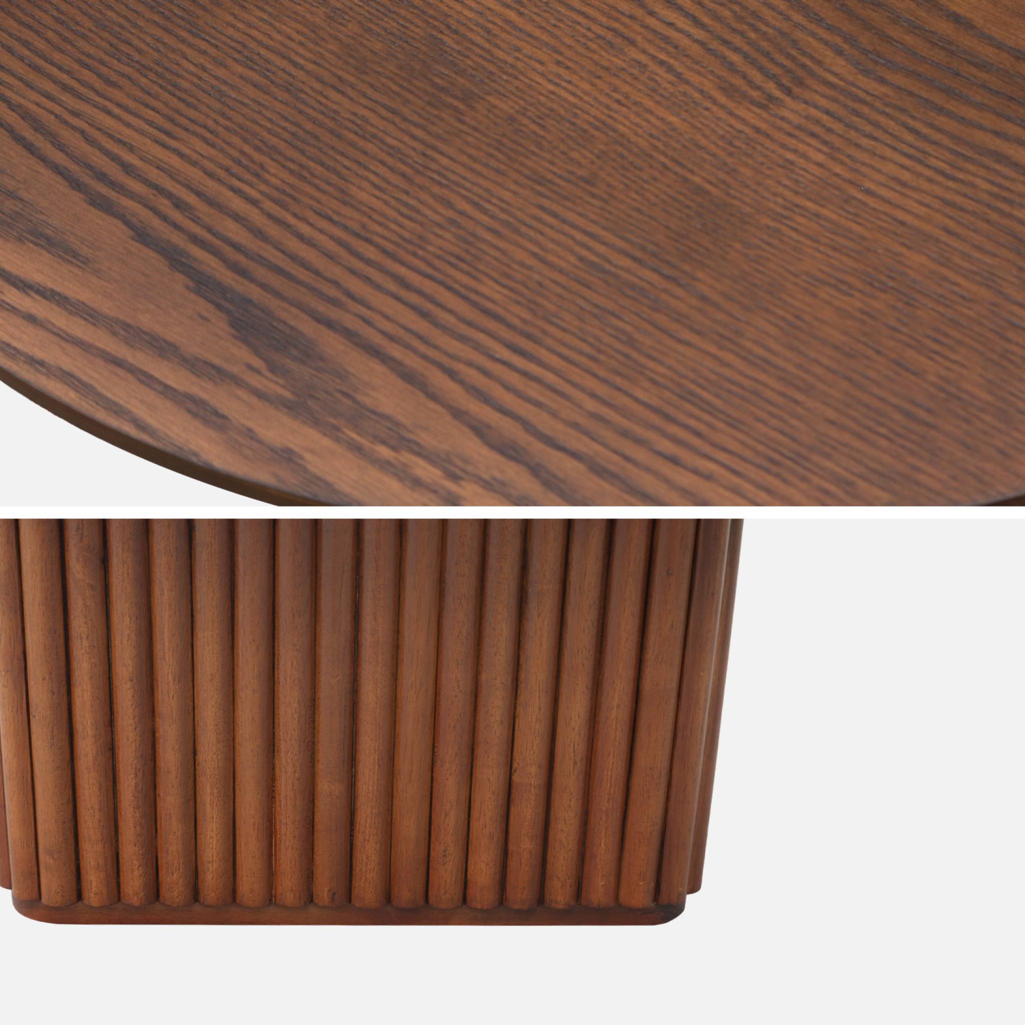 sweeek - Table basse ovale bois d'hévéa placage chêne teinte noyer - L 122 x P 65 x H 35 cm - Gabrielle | sweeek - Image 6