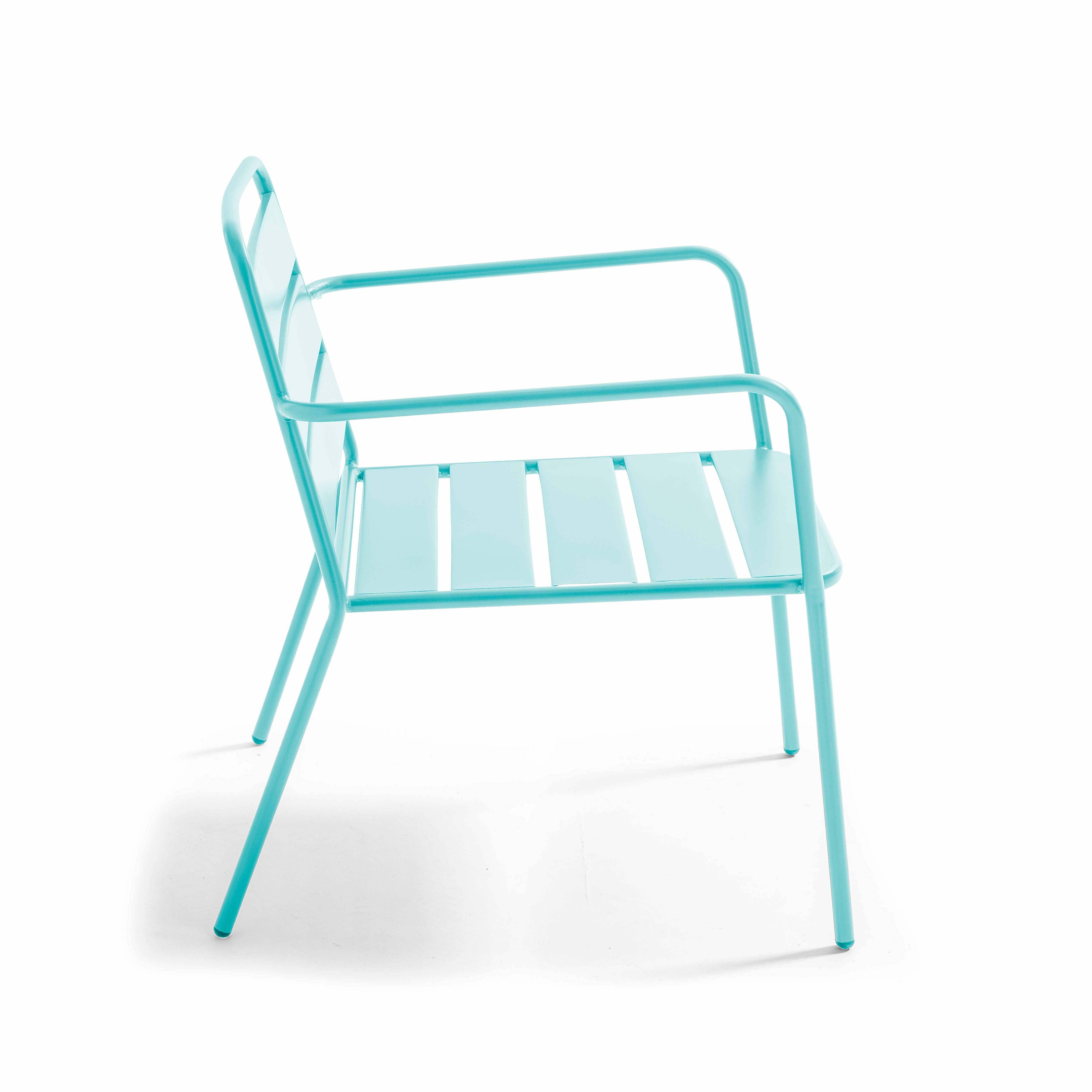 Oviala - Fauteuil bas de jardin en métal bleu turquoise Palavas - Oviala - Imagen 2
