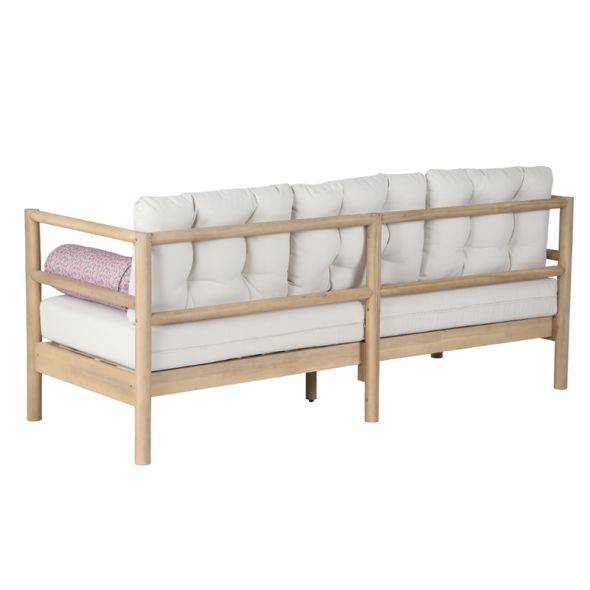 Beau Rivage - Canapé de jardin SAMOA 3 places en bois d'acacia blanchi FSC avec coussins beige Beau Rivage - Imagen 5