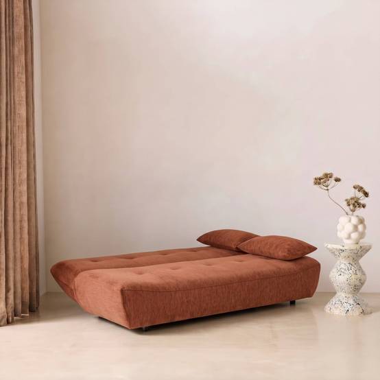 sweeek - Banquette convertible tissu chenille 3 places terracotta - Klik | sweeek - Image 3