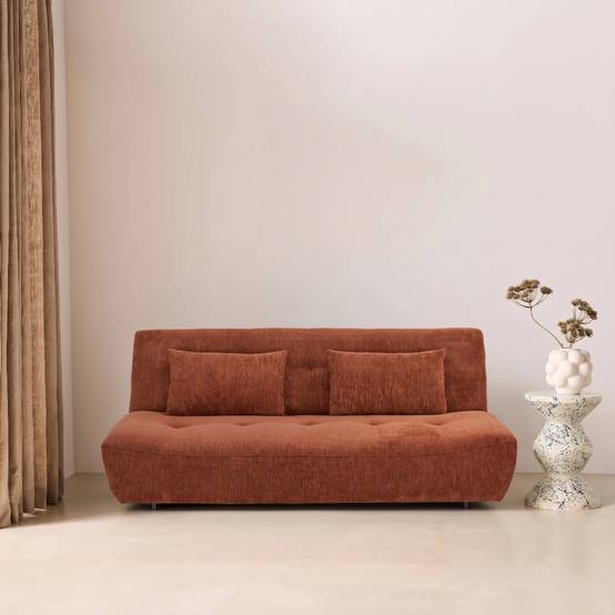 sweeek - Banquette convertible tissu chenille 3 places terracotta - Klik | sweeek - Image 1