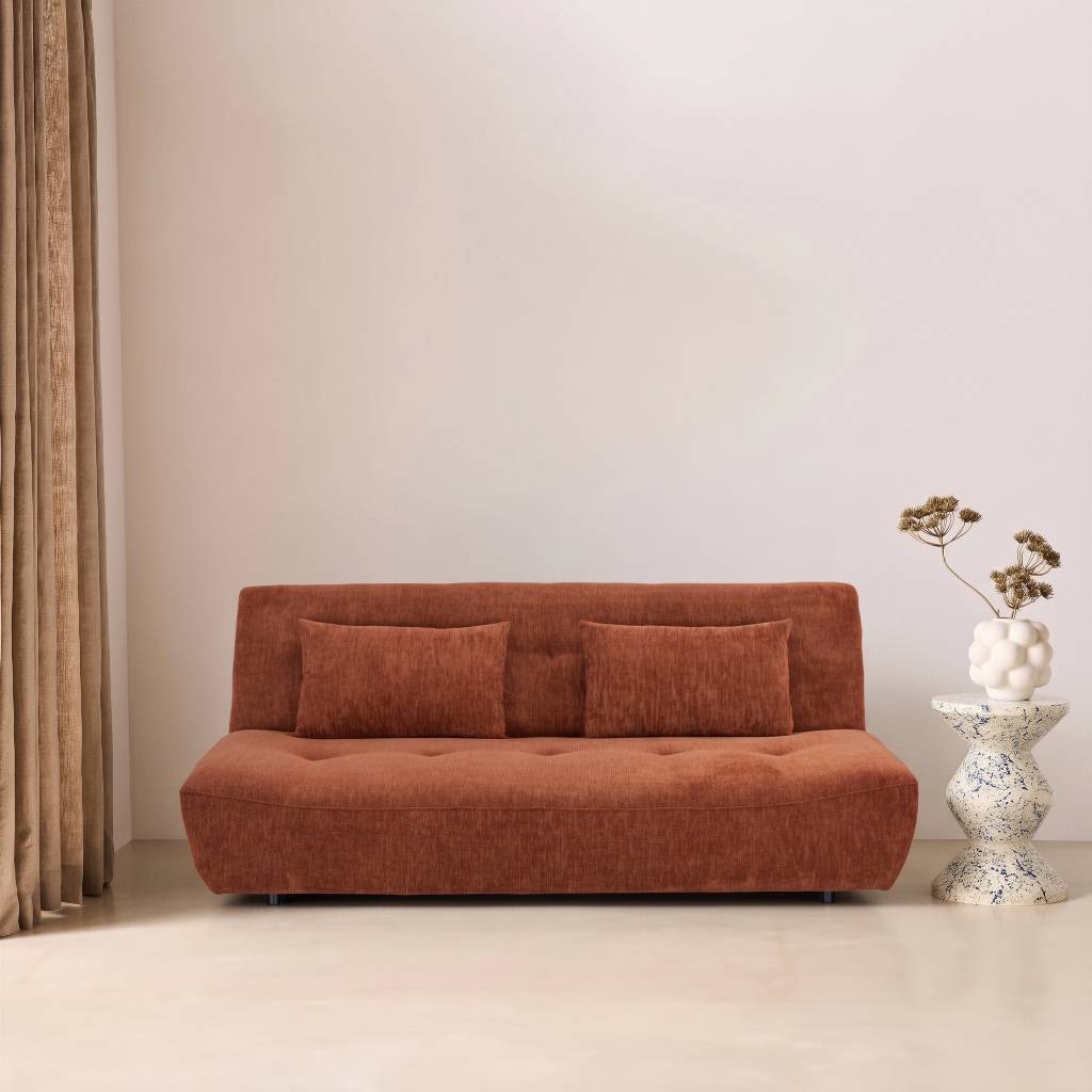 sweeek - Banquette convertible tissu chenille 3 places terracotta - Klik | sweeek - Image 1