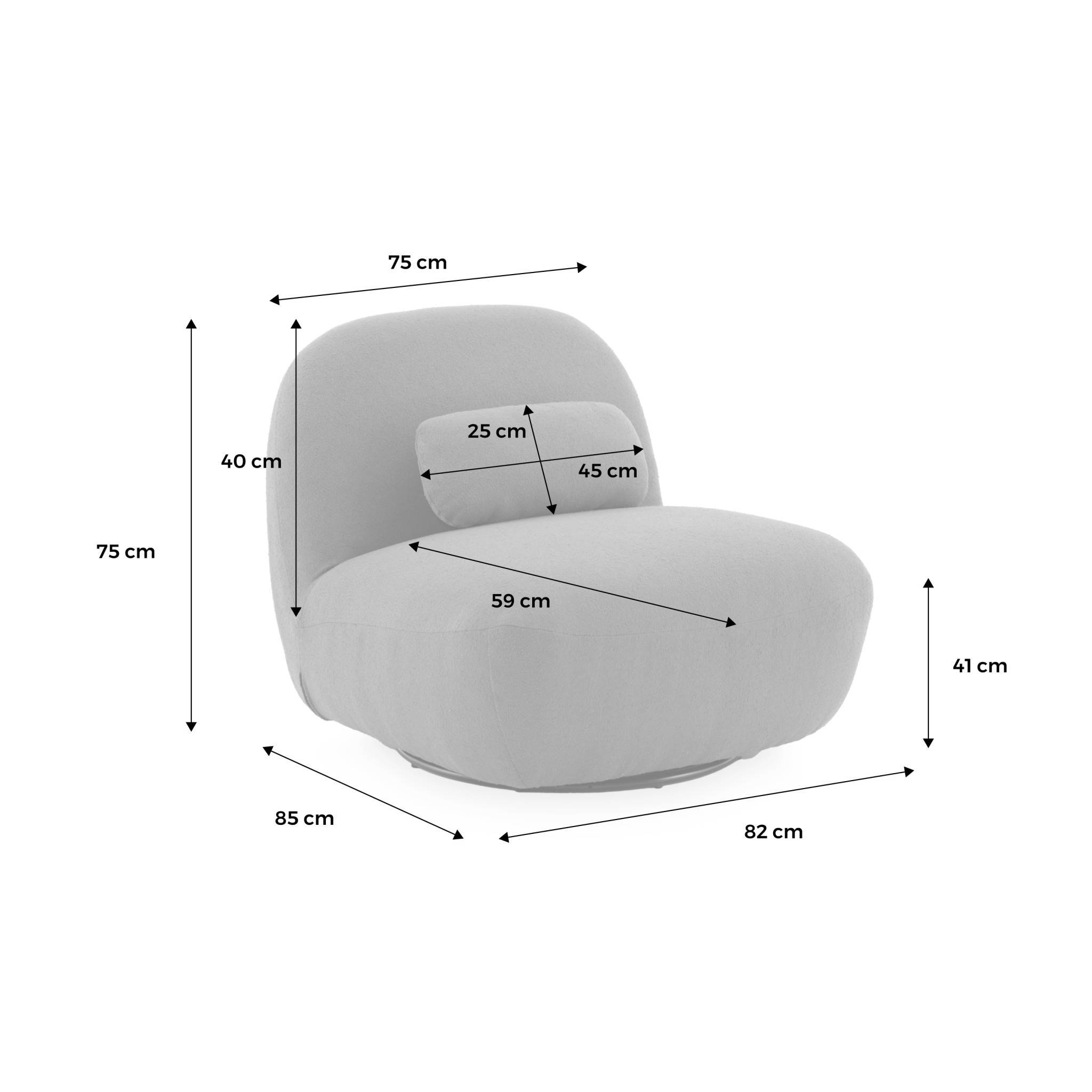 sweeek - Fauteuil pivotant 360° en bouclette texturée blanc crème. piètement en métal noir mat - SPINO | sweeek - Image 4