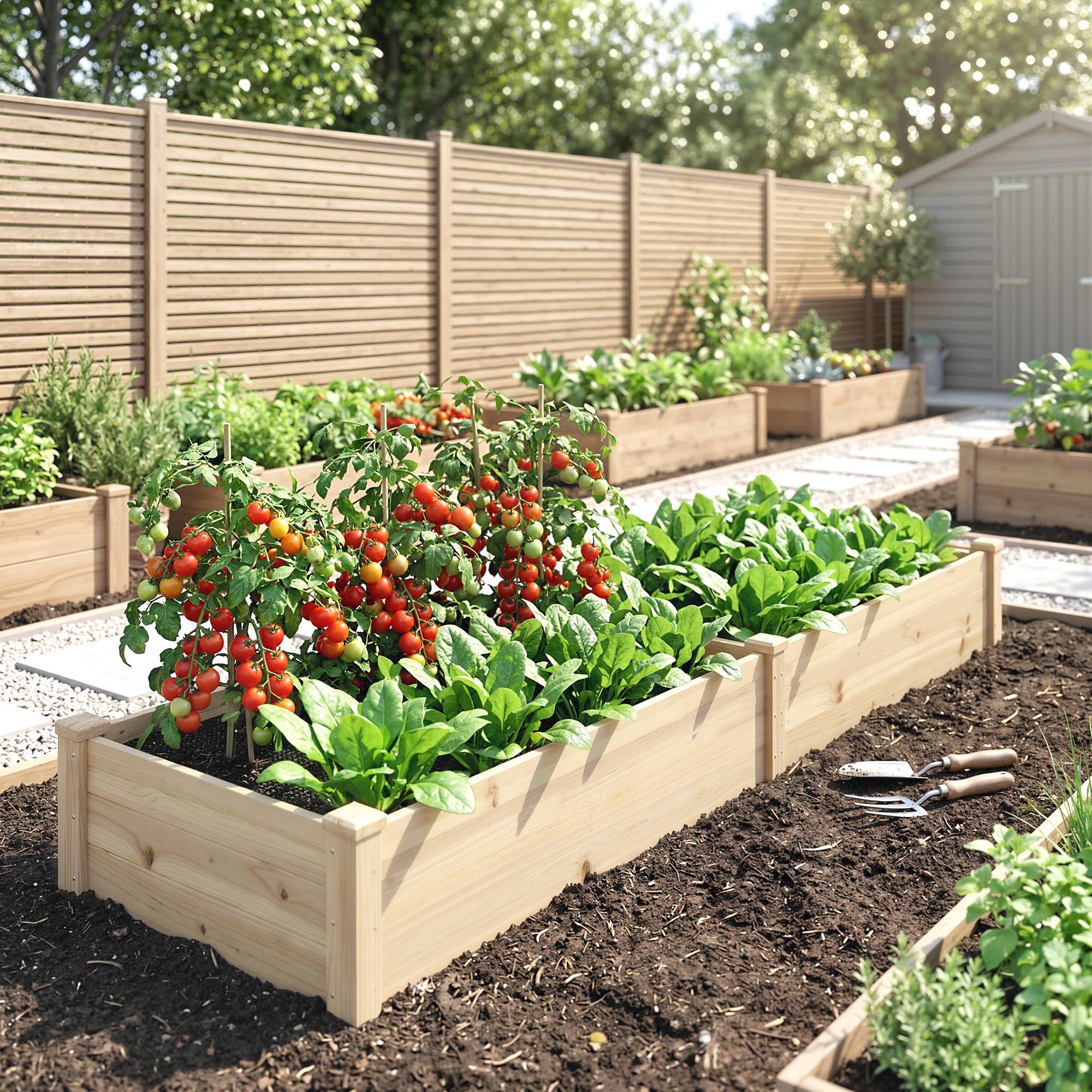 Potager surélevé 2 zones, doublure non tissée, bois massif, 244x61,5x27 cm - Image 3