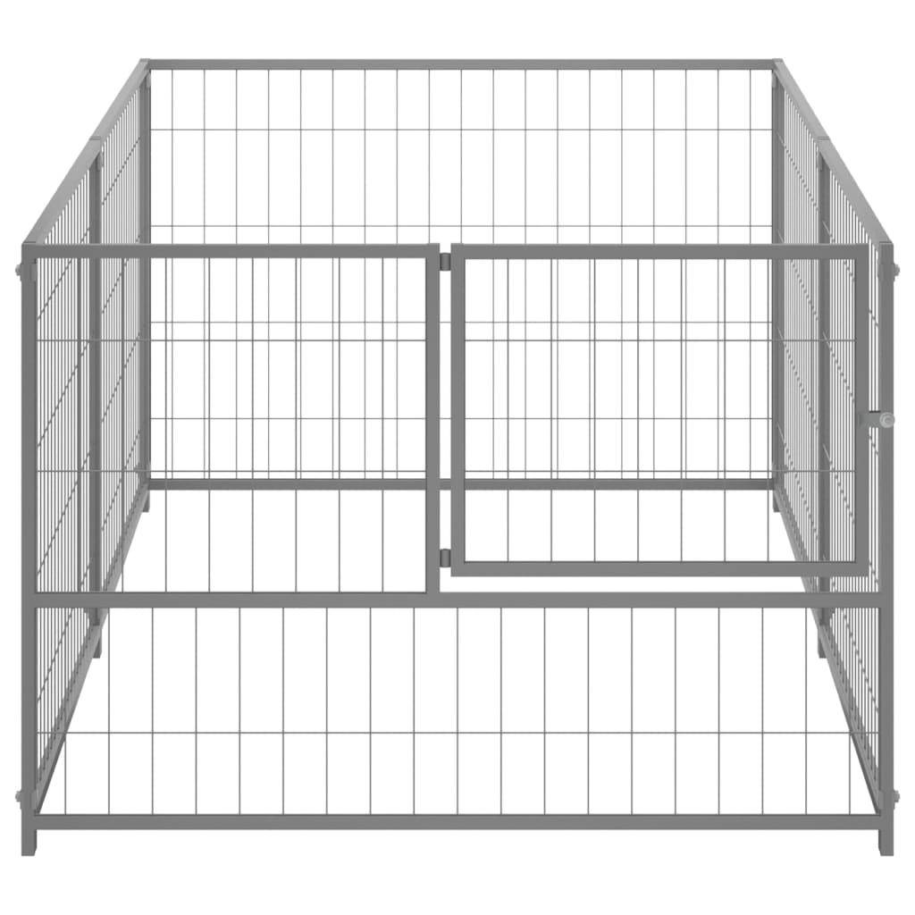 Helloshop26 - Chenil extérieur cage enclos parc animaux chien argenté 200 x 100 x 70 cm acier - Imagen 4