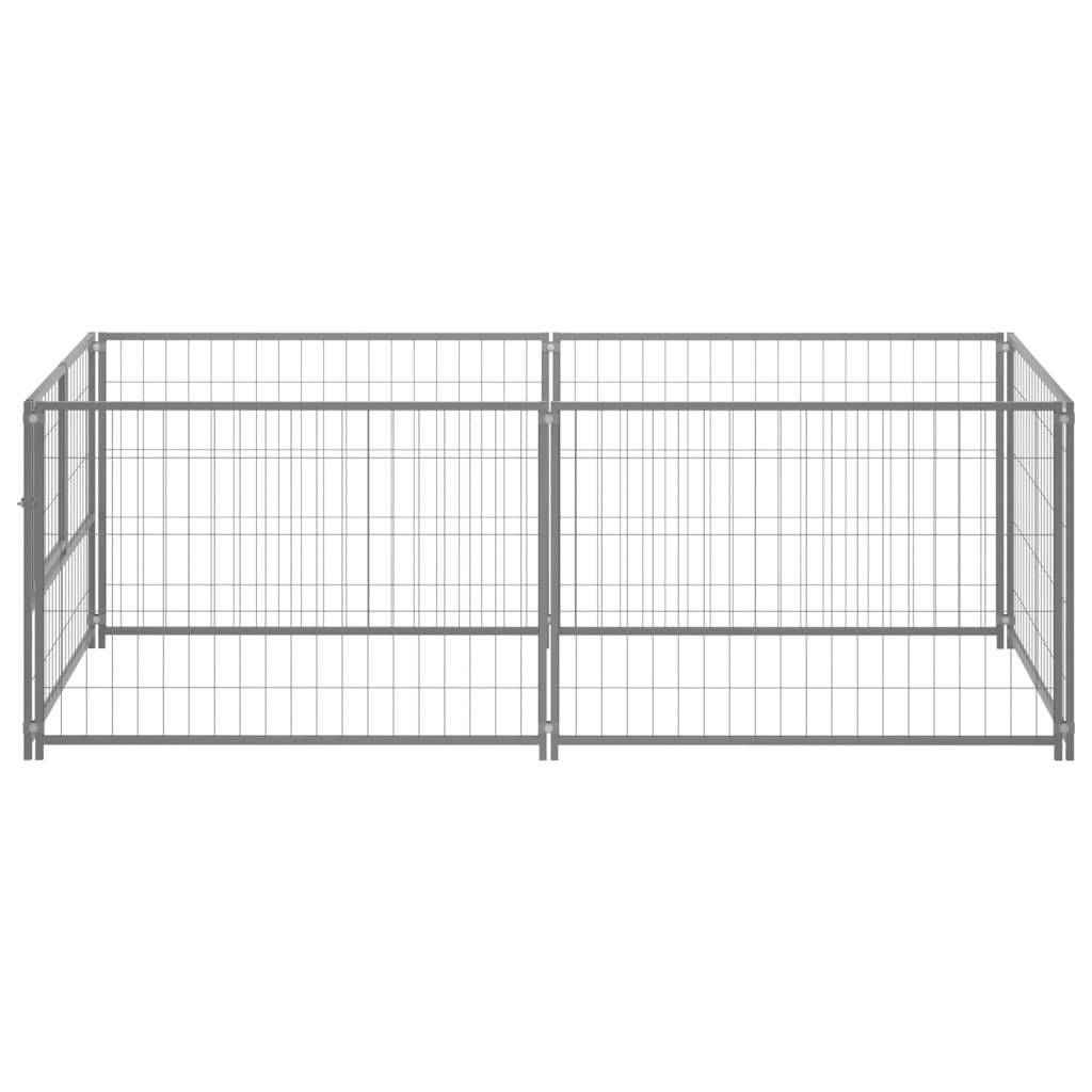 Helloshop26 - Chenil extérieur cage enclos parc animaux chien argenté 200 x 100 x 70 cm acier - Imagen 3