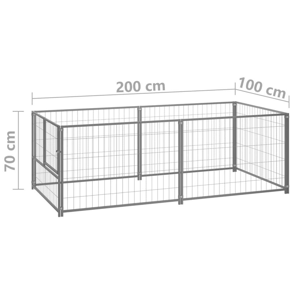 Helloshop26 - Chenil extérieur cage enclos parc animaux chien argenté 200 x 100 x 70 cm acier - Imagen 2