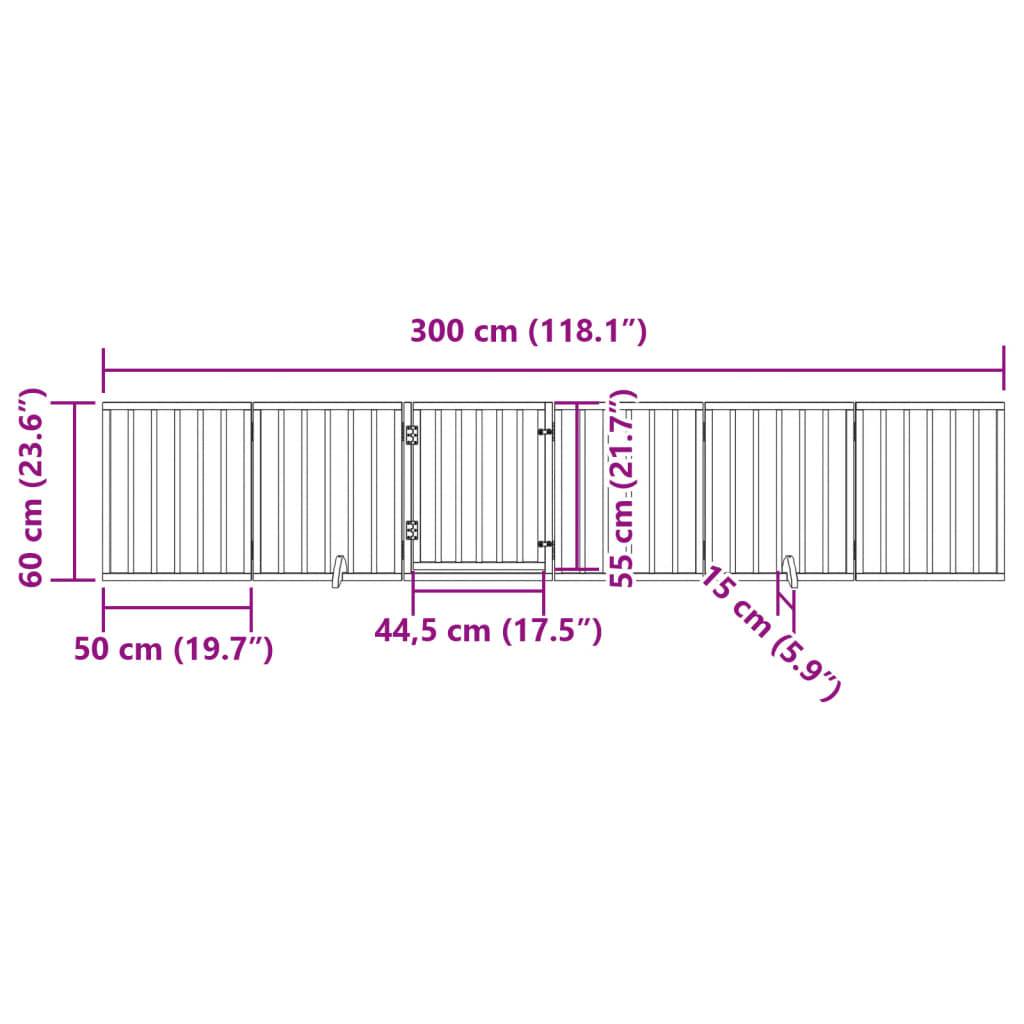 Barrière Chien avec Porte 6 Panneaux Bois Pliable Sécurité 300x60cm Brun – ComfortXL Outdoor Living - Image 3