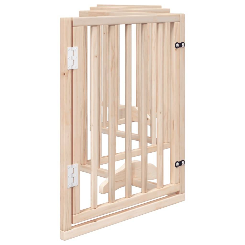 Barrière Chien avec Porte 6 Panneaux Bois Pliable Sécurité 300x60cm Brun – ComfortXL Outdoor Living - Image 4
