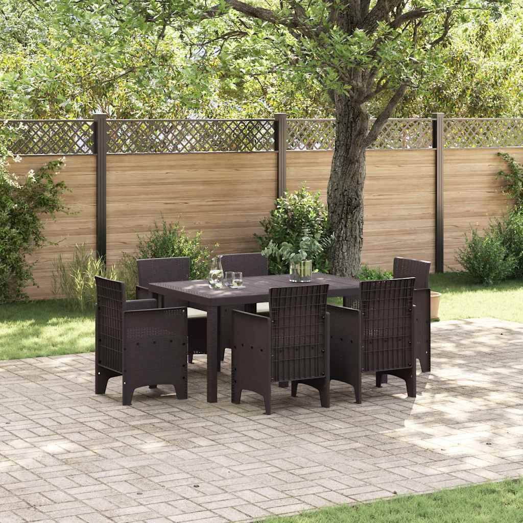 ComfortXL - Table et Chaises de Jardin 7 Pièces en Résine Tressée pour Balcon et Patio Marron – ComfortXL Outdoor Living - Image 1