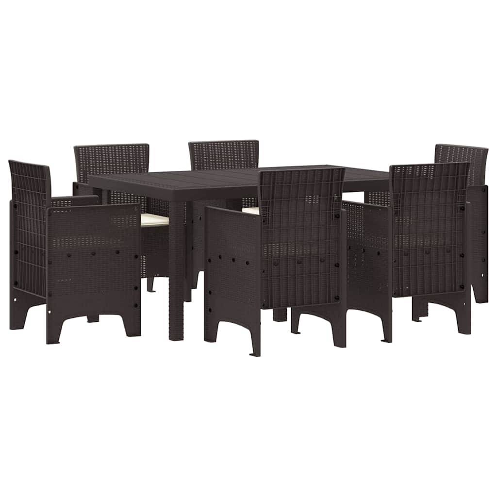 ComfortXL - Table et Chaises de Jardin 7 Pièces en Résine Tressée pour Balcon et Patio Marron – ComfortXL Outdoor Living - Image 2