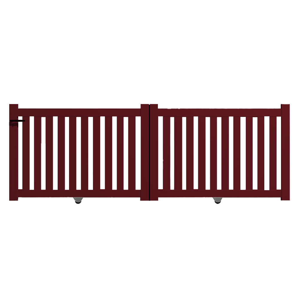 Portail Packit - Portail alu coulissant ajouré en kit dim. L.3500 (entre piliers) X H.1200 mm  Rouge (RAL 3004)
