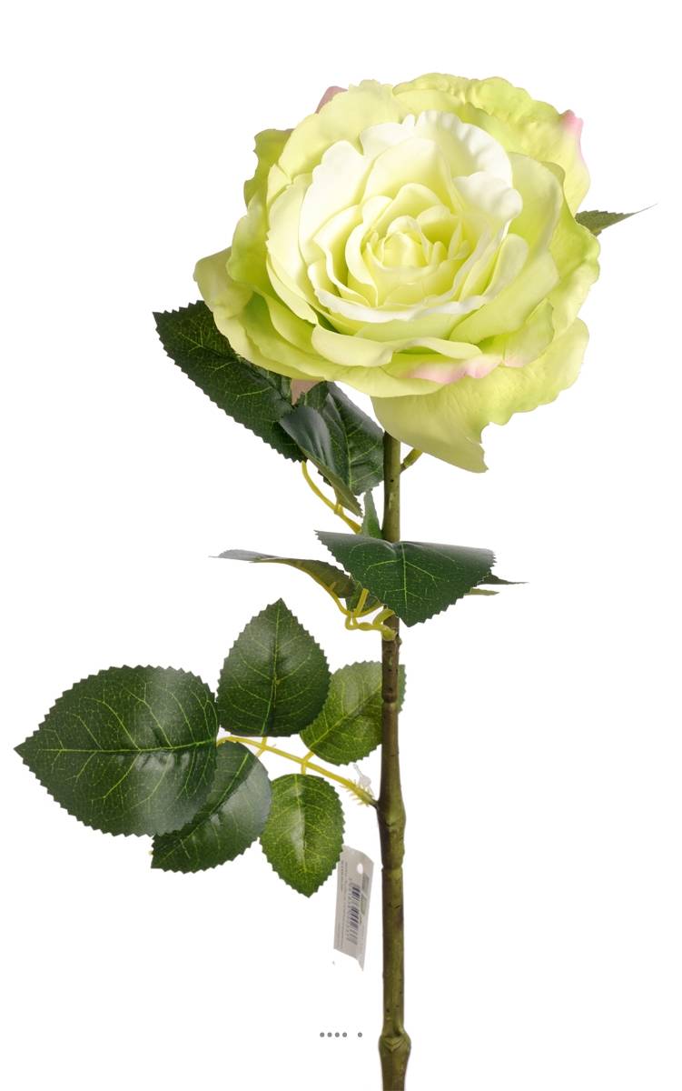 Artificielles - Rose Maya artificielle Vert d'été H75cm Tête superbe 12cm 4 feuilles - couleur: Vert été
