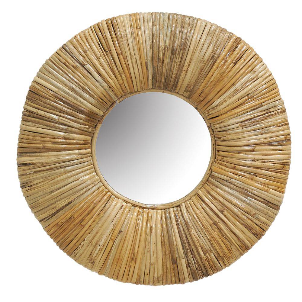 Aubry Gaspard - Miroir rond en rotin naturel - Imagen 2