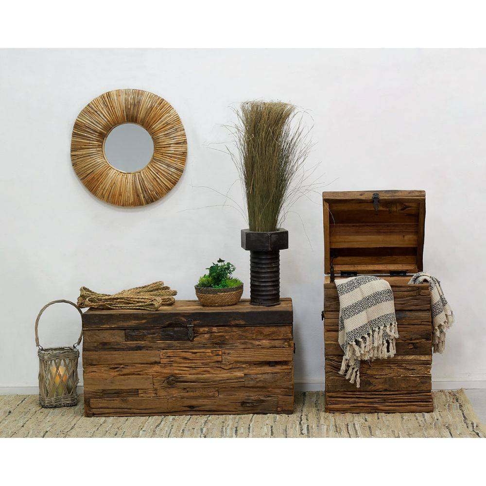 Aubry Gaspard - Miroir rond en rotin naturel - Imagen 3