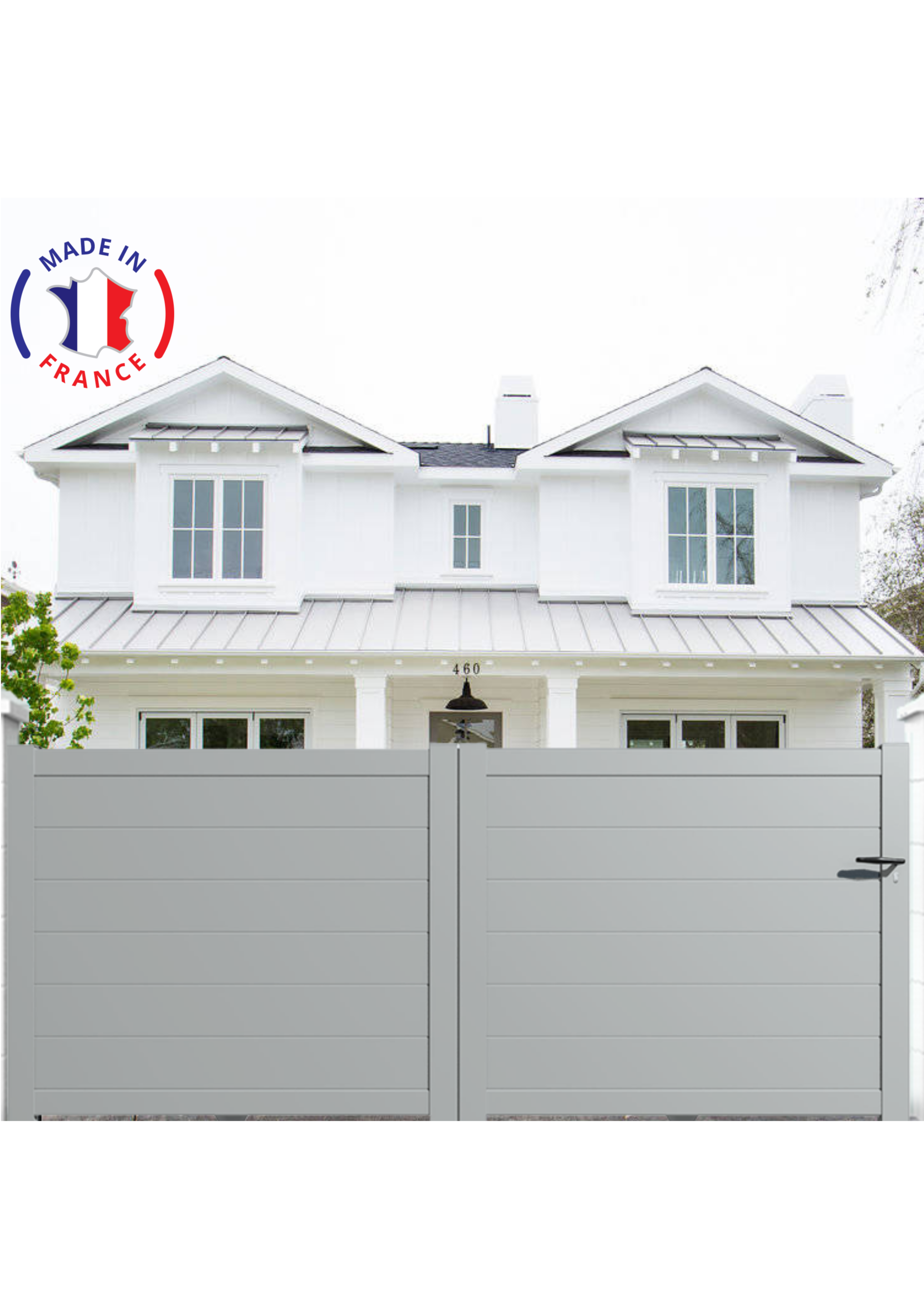 Portail Packit - Portail alu coulissant plein en kit dim. L.4000 (entre piliers) X H.1700 mm  Gris Lumière (RAL 7035)