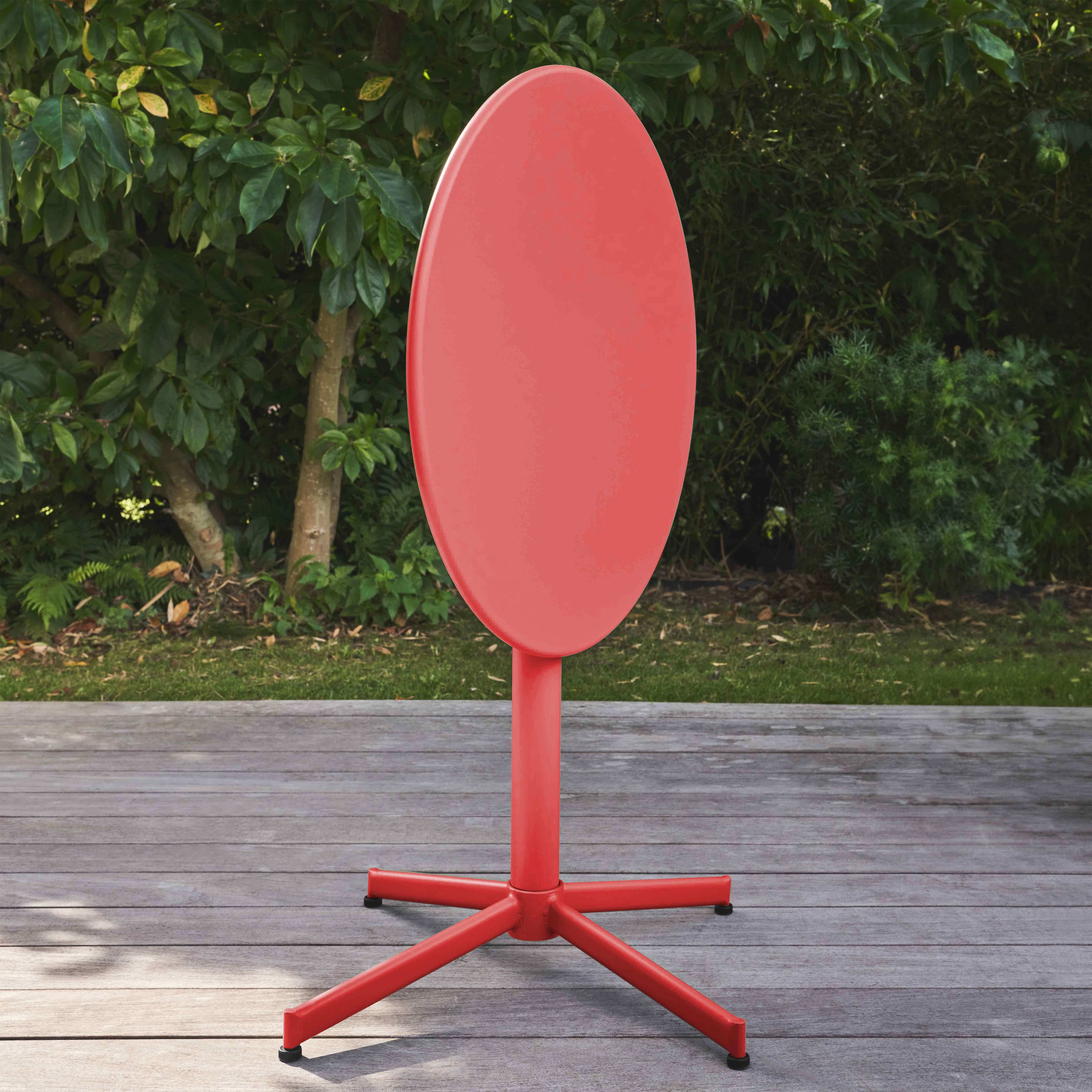 Oviala - Table de jardin ronde bistro inclinable 70 cm en acier rouge Palavas - Oviala - Imagen 3
