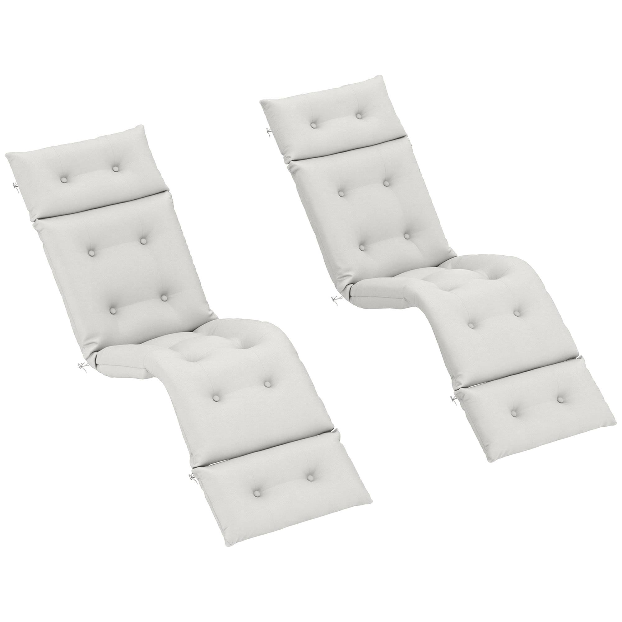 Coussin bain de soleil transat polyester jardin terrasse épaisseur 10 cm gris clair - ComfortXL Outdoor Living - Image 2