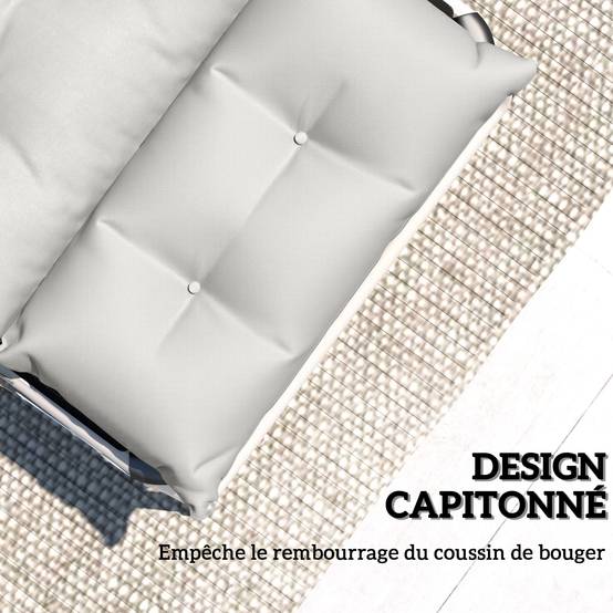 Coussin bain de soleil transat polyester jardin terrasse épaisseur 10 cm gris clair - ComfortXL Outdoor Living - Image 8