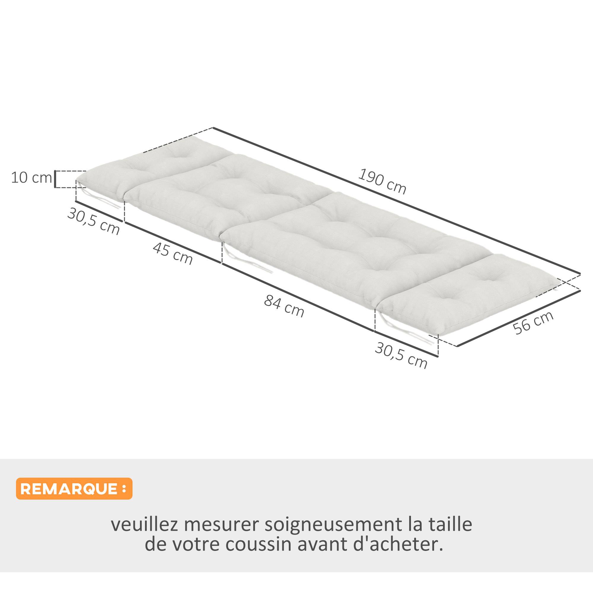 Coussin bain de soleil transat polyester jardin terrasse épaisseur 10 cm gris clair - ComfortXL Outdoor Living - Image 5