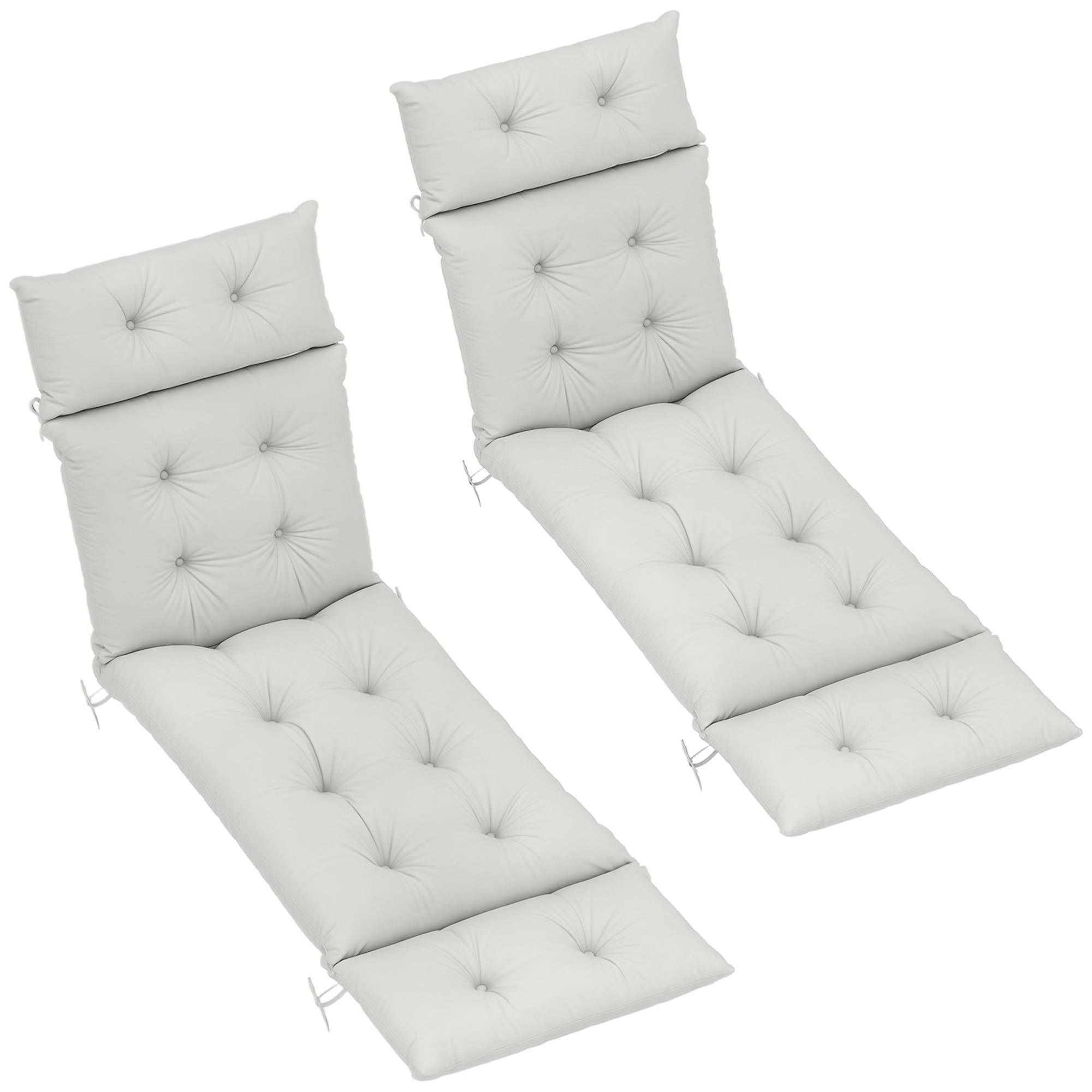 Coussin bain de soleil transat polyester jardin terrasse épaisseur 10 cm gris clair - ComfortXL Outdoor Living - Image 1
