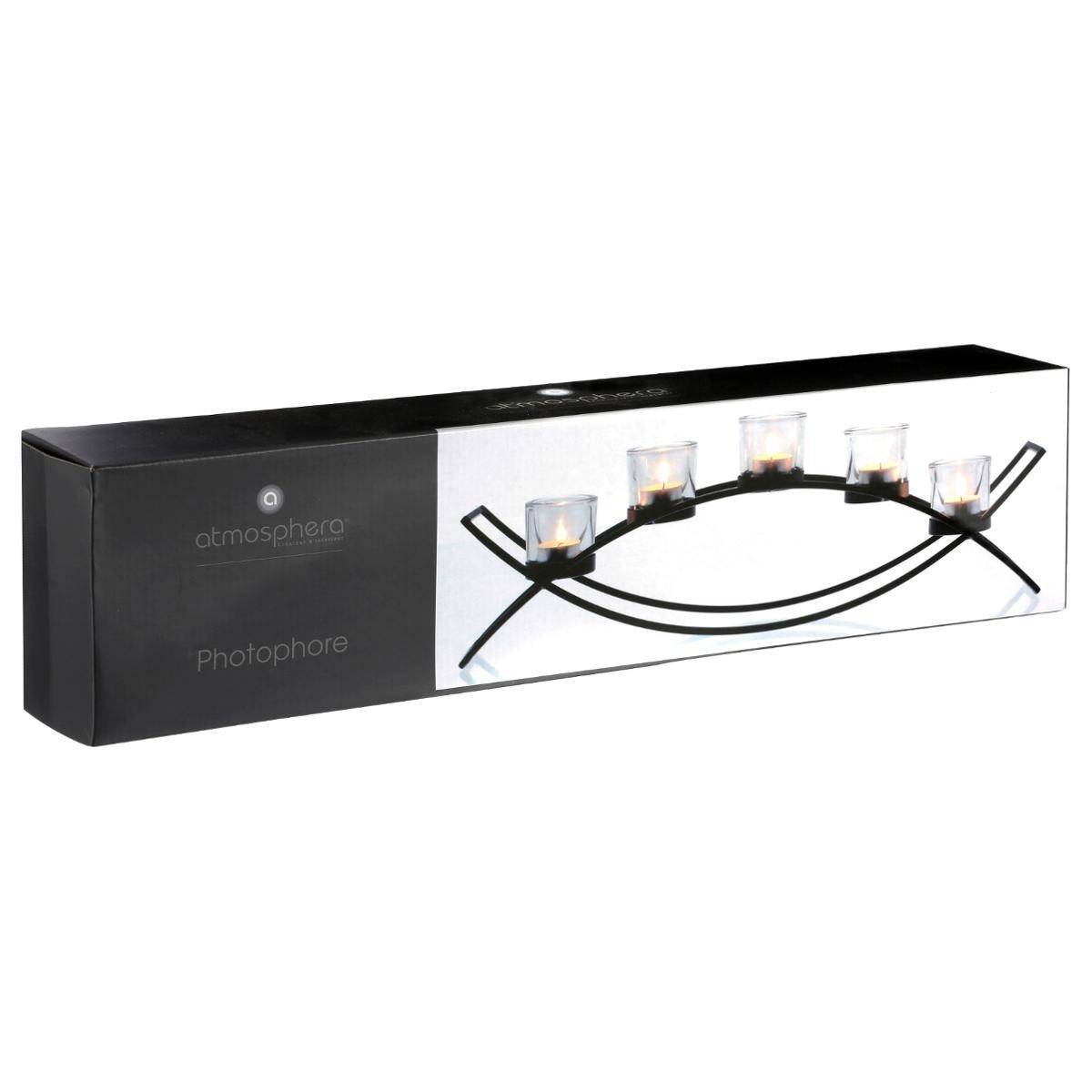 Atmosphera - 5 photophores sur pied noir H17cm - Atmosphera Créateur d'intérieur - Imagen 4