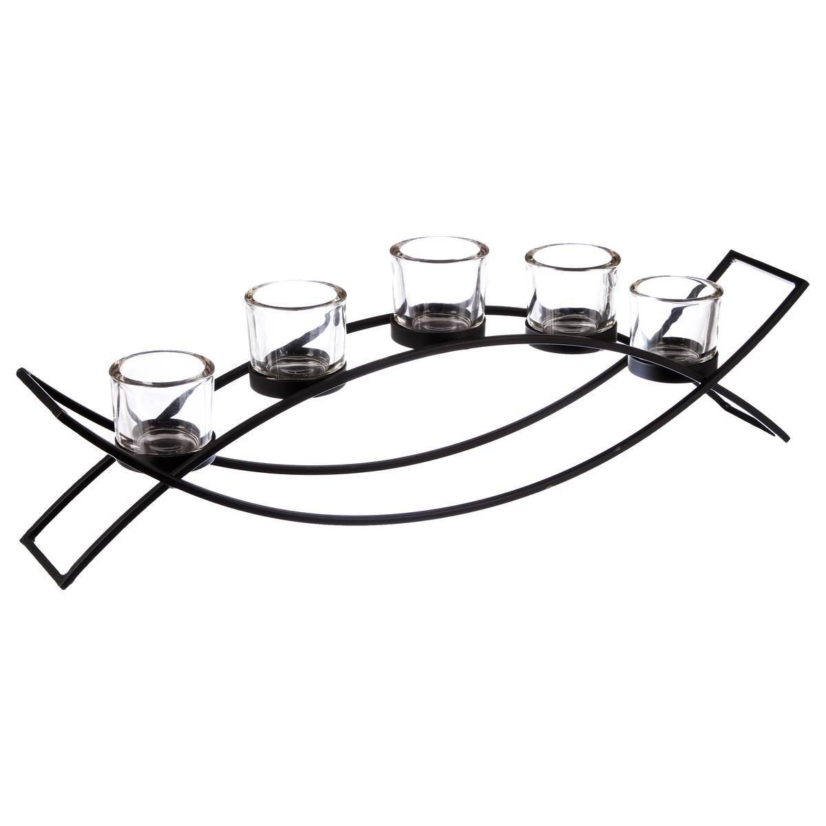 Atmosphera - 5 photophores sur pied noir H17cm - Atmosphera Créateur d'intérieur - Imagen 1