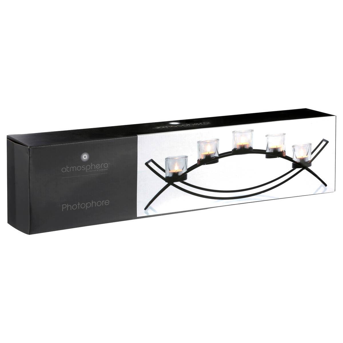 Atmosphera - 5 photophores sur pied noir H17cm - Atmosphera Créateur d'intérieur - Imagen 2