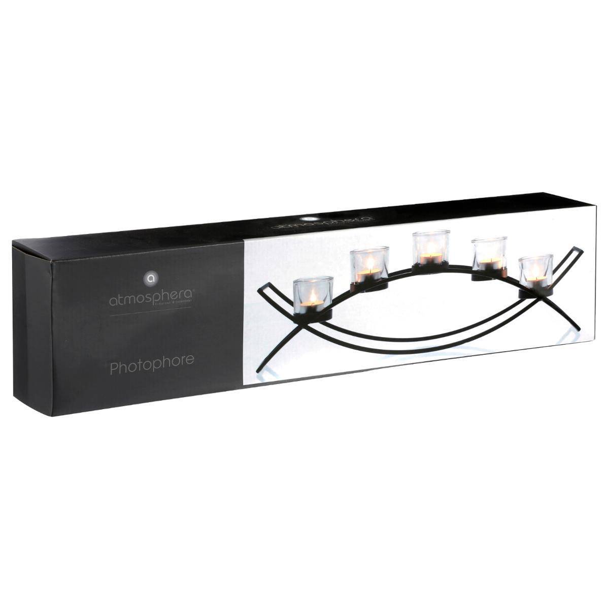 Atmosphera - 5 photophores sur pied noir H17cm - Atmosphera Créateur d'intérieur - Imagen 3