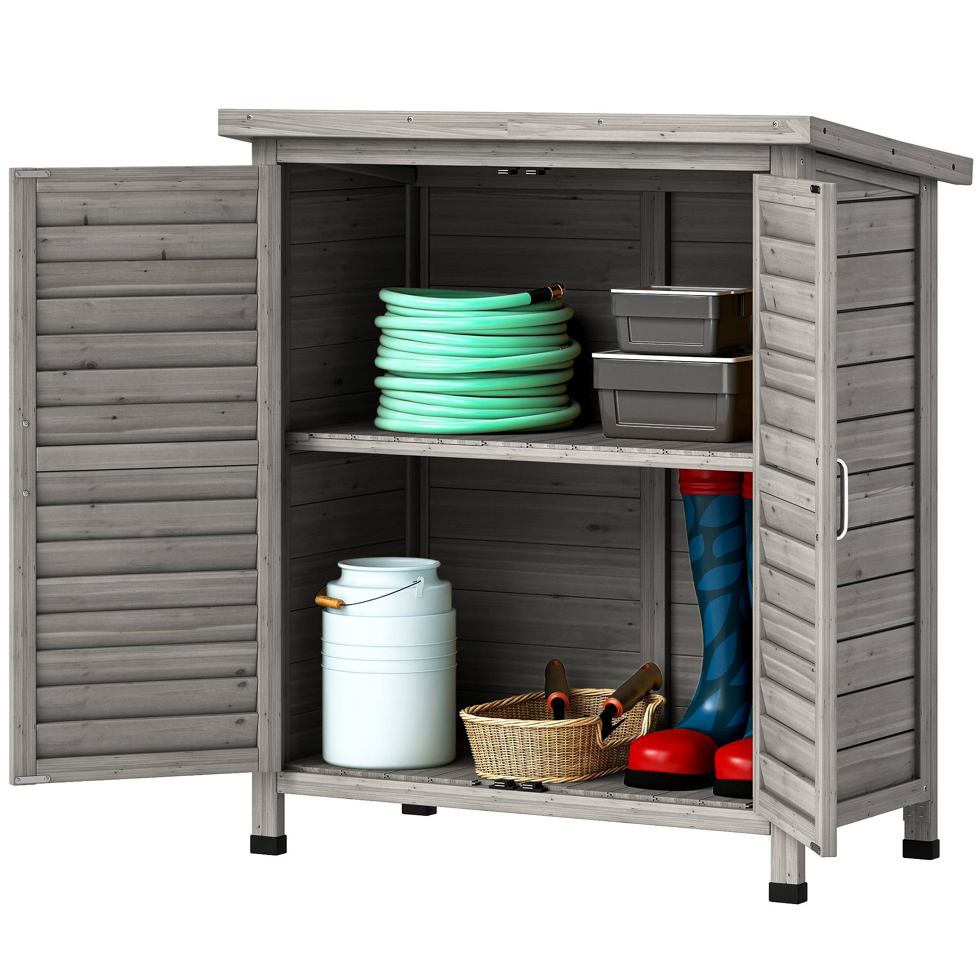 Abri de jardin bois avec étagère 87x46,5x96,5 cm gris - Image 2