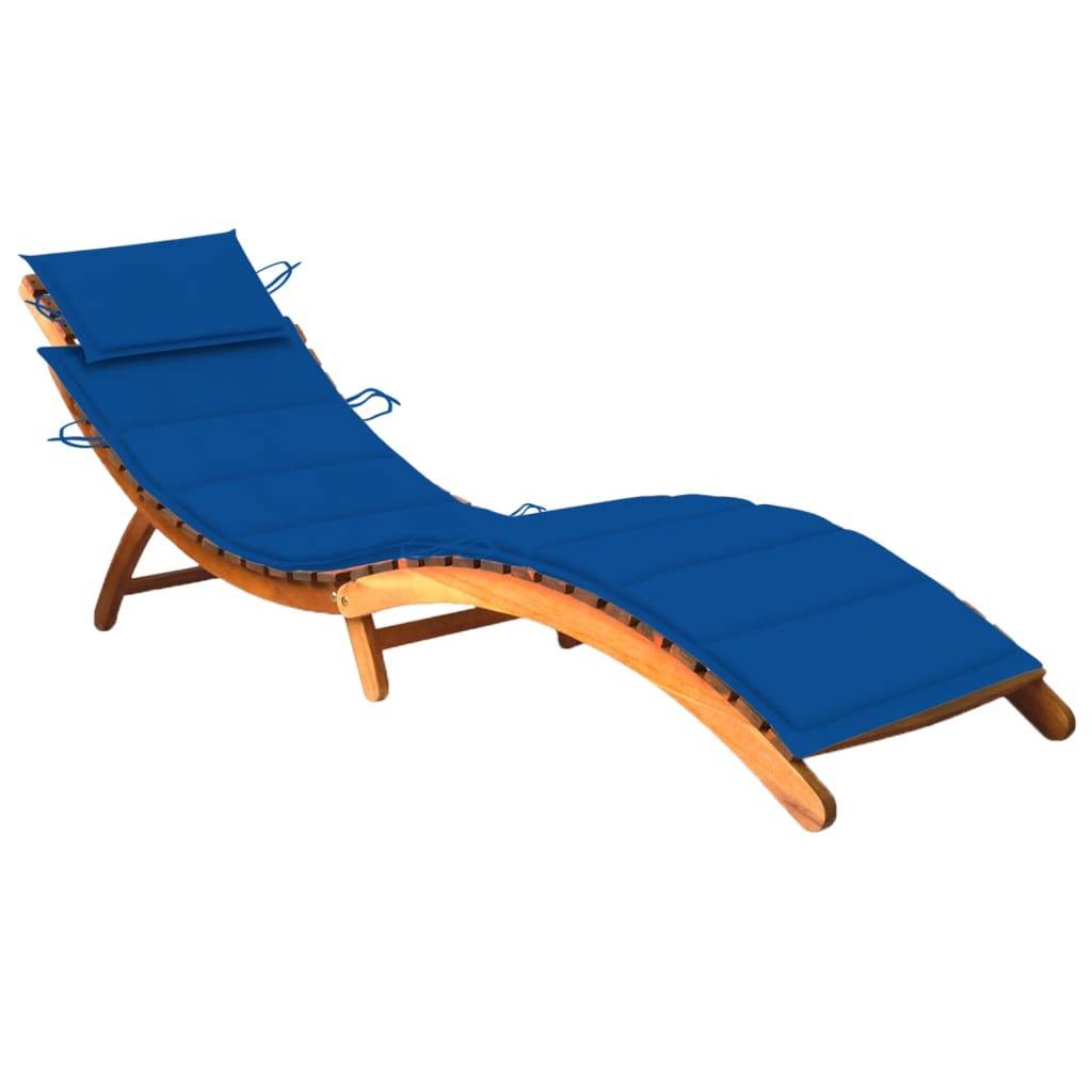 Helloshop26 - Transat chaise longue bain de soleil lit de jardin terrasse meuble d'extérieur avec coussin bois d'acacia solide - Imagen 1