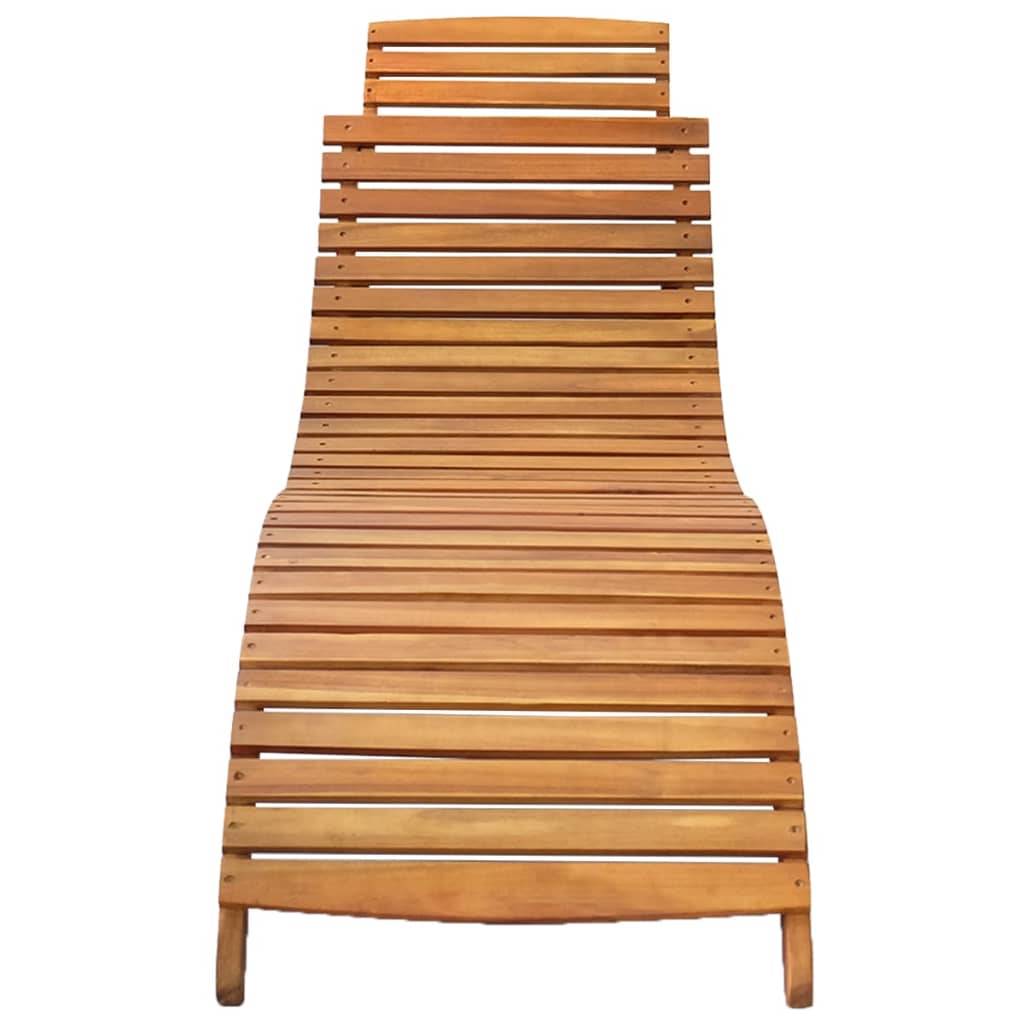 Helloshop26 - Transat chaise longue bain de soleil lit de jardin terrasse meuble d'extérieur avec coussin bois d'acacia solide - Imagen 3