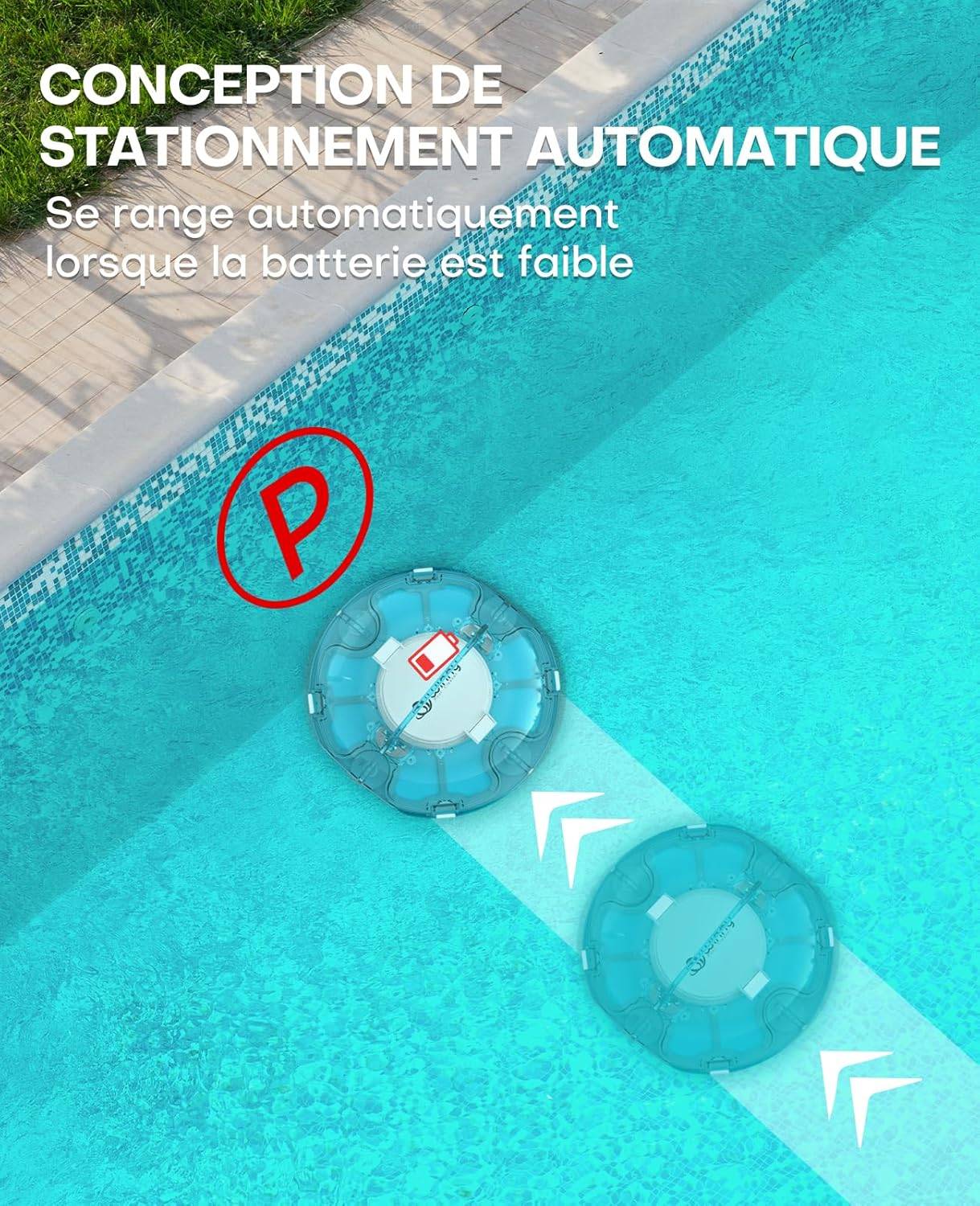 WYBOT - Robot Piscine Sans Fil WINNY 200, Aspirateur Automatique pour Piscine Hors Sol, Autonomie 75 min, Double Filtration, Léger et Intelligent - Image 3