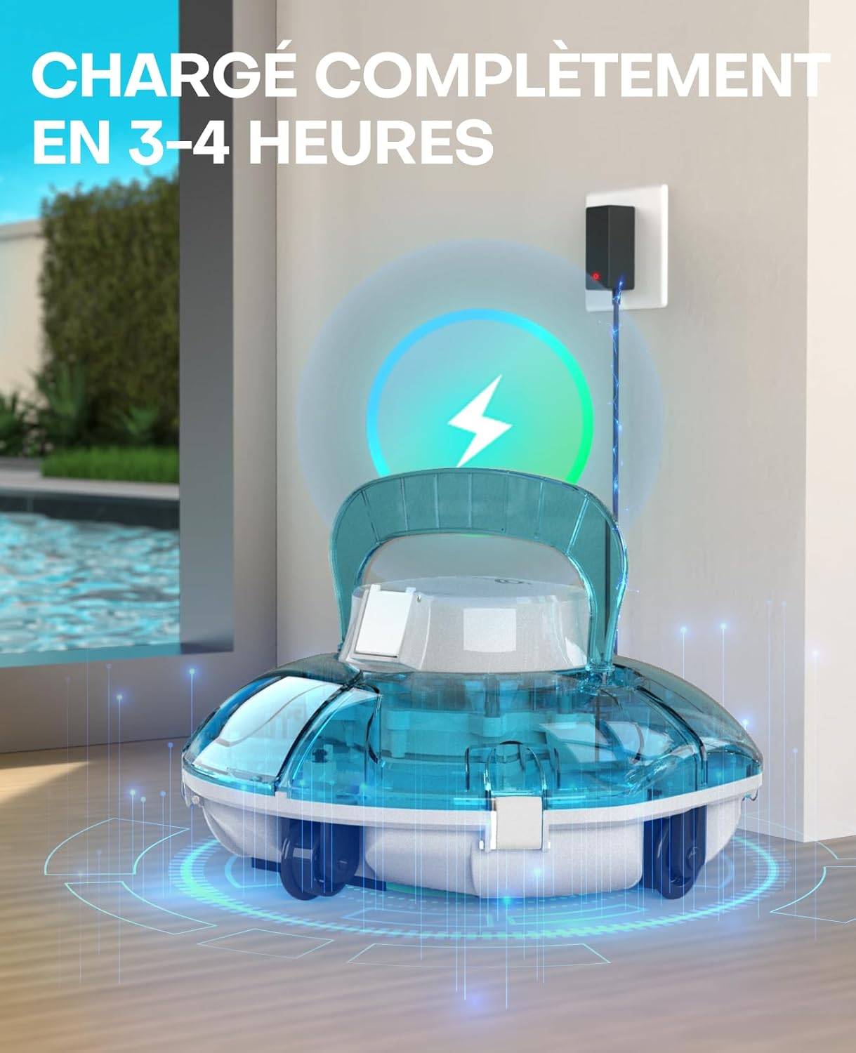 WYBOT - Robot Piscine Sans Fil WINNY 200, Aspirateur Automatique pour Piscine Hors Sol, Autonomie 75 min, Double Filtration, Léger et Intelligent - Image 5