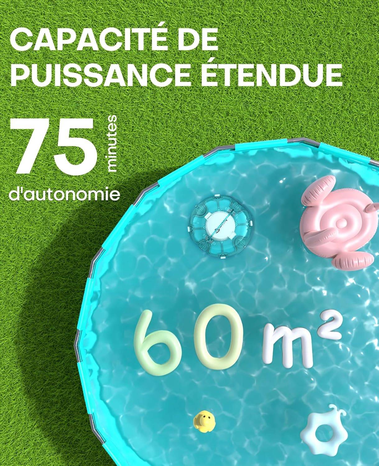 WYBOT - Robot Piscine Sans Fil WINNY 200, Aspirateur Automatique pour Piscine Hors Sol, Autonomie 75 min, Double Filtration, Léger et Intelligent - Image 6