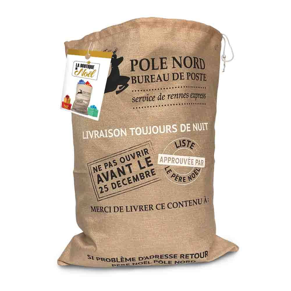 Hotte du Père Noël effet toile de jute - Imagen 3