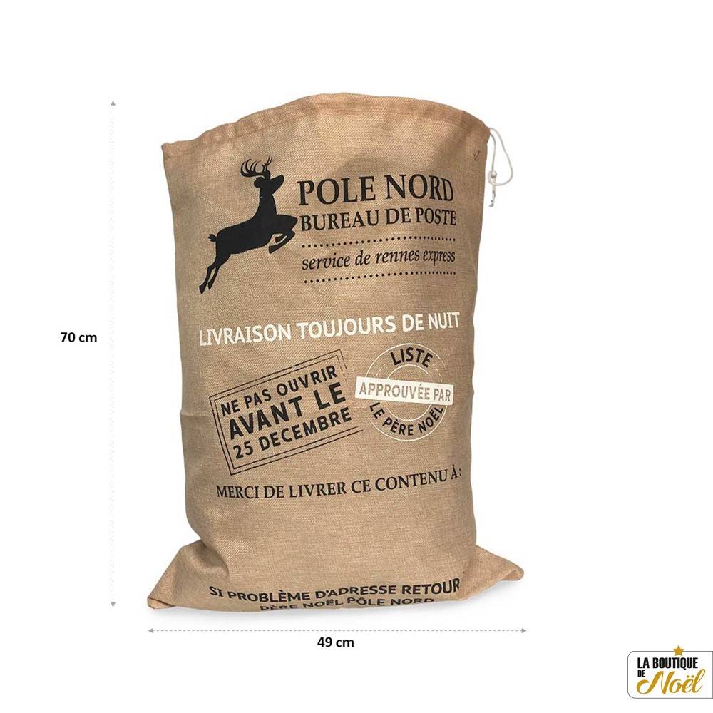 Hotte du Père Noël effet toile de jute - Imagen 2